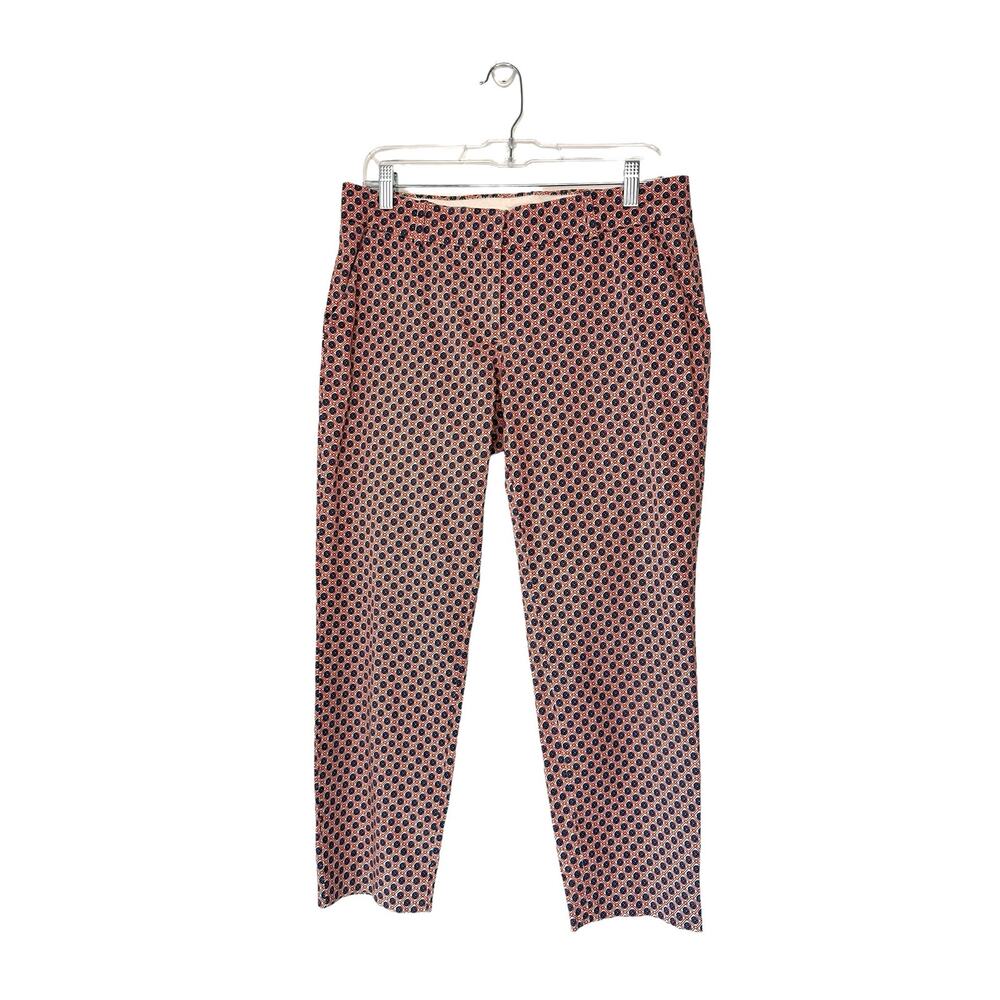 J.Crew Pants Red Blue Floral Cafe Capri Ankle Dress Pants Work Office Size 4